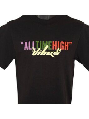 Vibes All Time High T Shirt Mens Size Small Black Cannabis Rolling Papers Tee